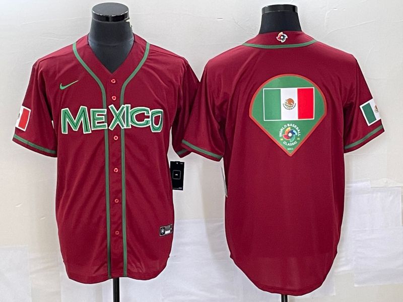 Men 2023 World Cub Mexico Blank Red Nike MLB Jersey28->more jerseys->MLB Jersey